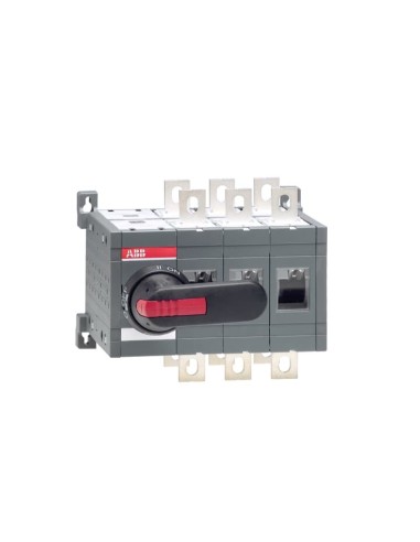 OT400E03CP Przełącznik (I-0-II) 400A 3P napęd z przodu z wałkiem i czarną rączką IP65 montaż na płycie montażowej zestaw ś