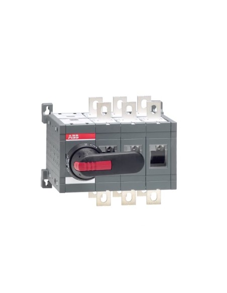 OT400E03CP Przełącznik (I-0-II) 400A 3P napęd z przodu z wałkiem i czarną rączką IP65 montaż na płycie montażowej zestaw ś