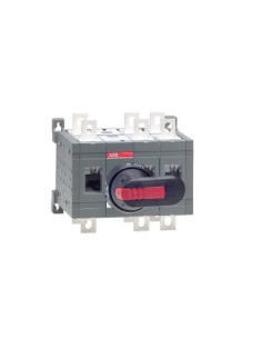 OT250E12CP Przełącznik (I-0-II) 250A 3P napęd z przodu z wałkiem i czarną rączką IP65 montaż na płycie montażowej zestaw ś