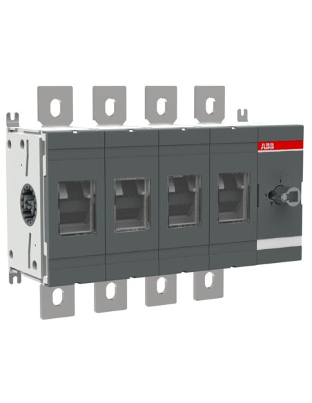 OT630E40 Rozłącznik izolacyjny 630A 4P napęd z przodu bez wałka i rączki montaż na płycie montażowej zestaw śrub do zacisk