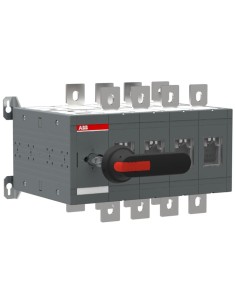 OT630E04CP Przełącznik (I-0-II) 630A 4P napęd z przodu z wałkiem i czarną rączką IP65 montaż na płycie montażowej zestaw ś