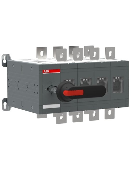 OT630E04CP Przełącznik (I-0-II) 630A 4P napęd z przodu z wałkiem i czarną rączką IP65 montaż na płycie montażowej zestaw ś