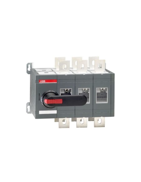 OT800E03CP Przełącznik (I-0-II) 800A 3P napęd z przodu z wałkiem i czarną rączką IP65 montaż na płycie montażowej zestaw ś