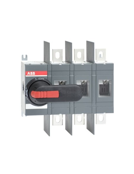 OT400E03WP Rozłącznik izolacyjny 400A 3P napęd z przodu z wałkiem i czarną rączką IP65 zwiększona odległość między biegunam