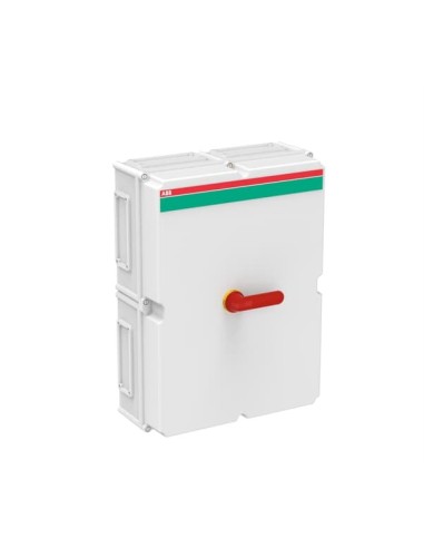 OT800KFCC4BA Rozłącznik w obudowie 4P 400V AC22 720A obudowa IP65 plastikowa rączka żółto-czerwona blokada drzwiczek w pozy