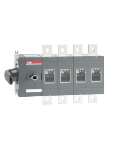 OT630ES04K Rozłącznik izolacyjny 630A 4P napęd z boku z rączką mocowaną na aparacie montaż na płycie montażowej zestaw śru