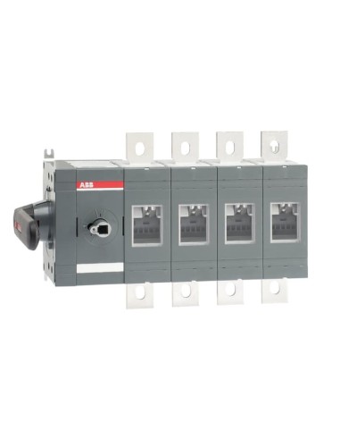 OT630ES04K Rozłącznik izolacyjny 630A 4P napęd z boku z rączką mocowaną na aparacie montaż na płycie montażowej zestaw śru