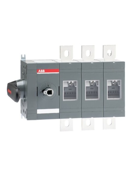 OT800ES03K Rozłącznik izolacyjny 800A 3P napęd z boku z rączką mocowaną na aparacie montaż na płycie montażowej zestaw śru