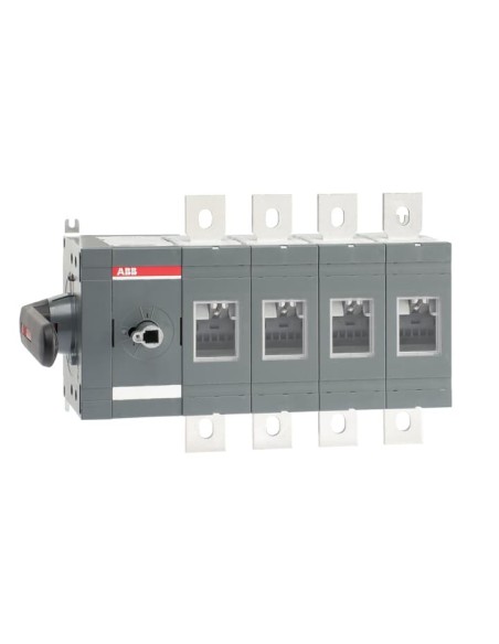 OT800ES04K Rozłącznik izolacyjny 800A 4P napęd z boku z rączką mocowaną na aparacie montaż na płycie montażowej zestaw śru