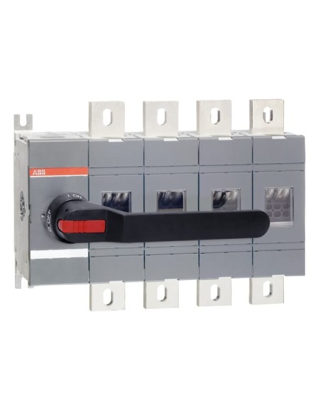 OT1000E04P Rozłącznik izolacyjny 1000A 4P napęd z przodu z wałkiem i czarną rączką IP65 montaż na płycie montażowej zestaw