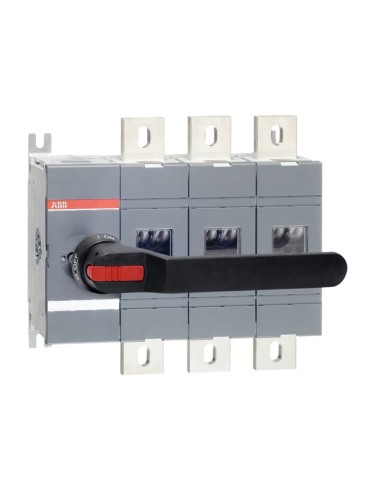 OT1250E03P Rozłącznik izolacyjny 1250A 3P napęd z przodu z wałkiem i czarną rączką IP65 montaż na płycie montażowej zestaw