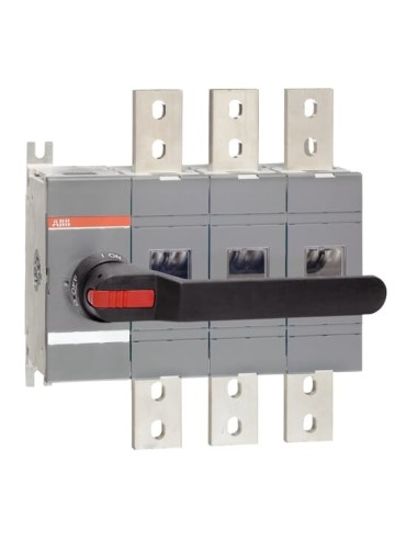 OT1600E03P Rozłącznik izolacyjny 1600A 3P napęd z przodu z wałkiem i czarną rączką IP65 montaż na płycie montażowej zestaw