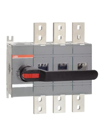 OT1600E03P Rozłącznik izolacyjny 1600A 3P napęd z przodu z wałkiem i czarną rączką IP65 montaż na płycie montażowej zestaw