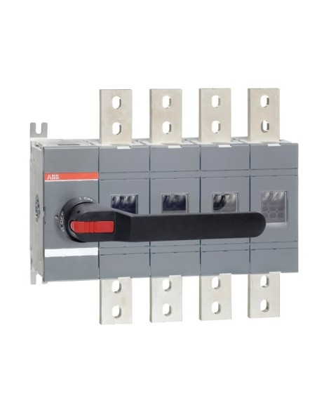 OT1600E04P Rozłącznik izolacyjny 1600A 4P napęd z przodu z wałkiem i czarną rączką IP65 montaż na płycie montażowej zestaw