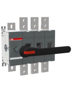 OT1600E03N3P Rozłącznik izolacyjny 1600A 4P napęd z przodu z wałkiem i czarną rączką IP65 montaż na płycie montażowej zest