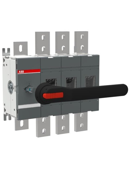 OT1600E03N3P Rozłącznik izolacyjny 1600A 4P napęd z przodu z wałkiem i czarną rączką IP65 montaż na płycie montażowej zest