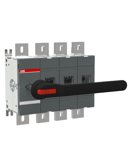 OT1250E03N3P Rozłącznik izolacyjny 1250A 4P napęd z przodu z wałkiem i czarną rączką IP65 montaż na płycie montażowej zest