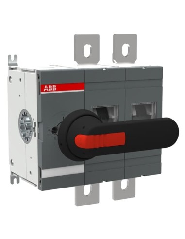 OT630E02P Rozłącznik izolacyjny 630A 2P napęd z przodu z wałkiem i czarną rączką IP65 montaż na płycie montażowej zestaw ś