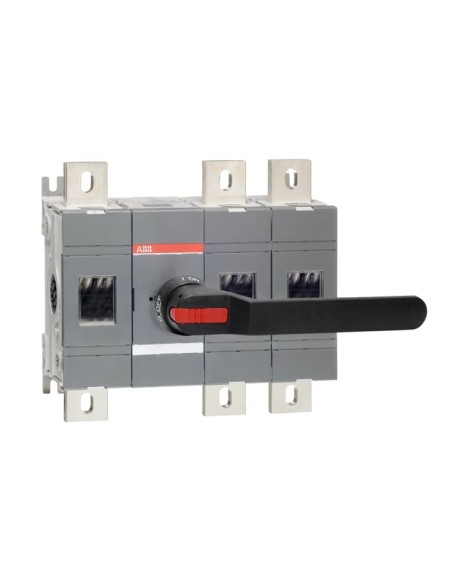 OT1000E12P Rozłącznik izolacyjny 1000A 3P napęd z przodu z wałkiem i czarną rączką IP65 montaż na płycie montażowej zestaw