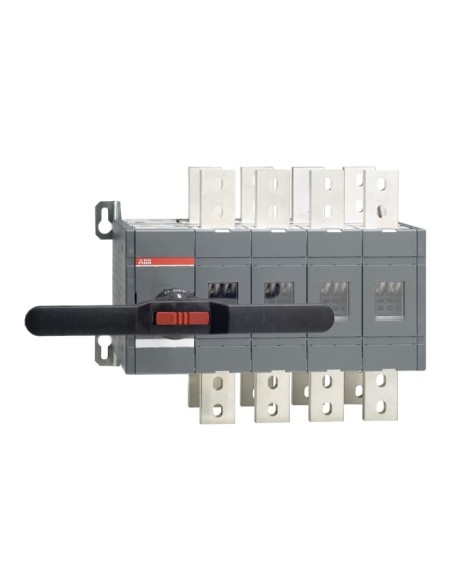 OT1600E04CP Przełącznik (I-0-II) 1600A 4P napęd z przodu z wałkiem i czarną rączką IP65 montaż na płycie montażowej zestaw