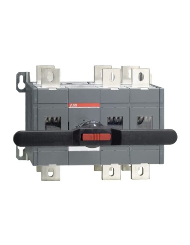 OT1000E12CP Przełącznik (I-0-II) 1000A 3P napęd z przodu z wałkiem i czarną rączką IP65 montaż na płycie montażowej zestaw