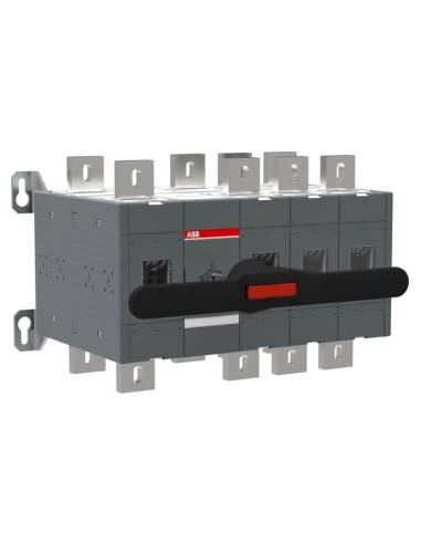 OT1000E13CP Przełącznik (I-0-II) 1000A 3P napęd z przodu z wałkiem i czarną rączką IP65 montaż na płycie montażowej zestaw