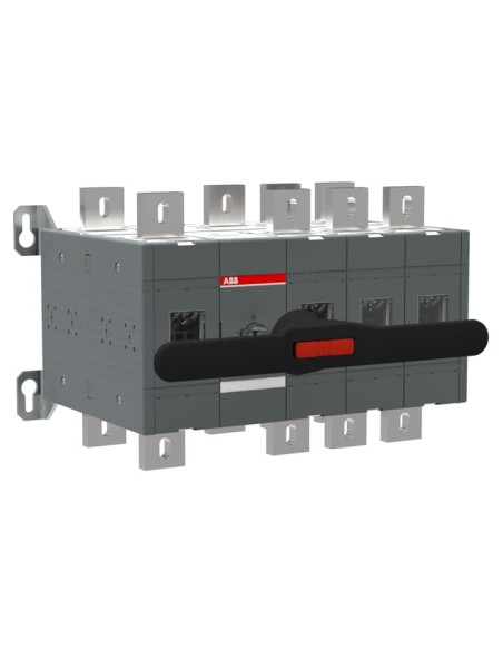 OT1000E13CP Przełącznik (I-0-II) 1000A 3P napęd z przodu z wałkiem i czarną rączką IP65 montaż na płycie montażowej zestaw