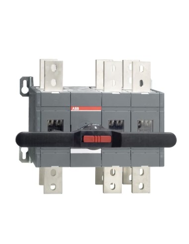 OT1600E12CP Przełącznik (I-0-II) 1600A 3P napęd z przodu z wałkiem i czarną rączką IP65 montaż na płycie montażowej zestaw