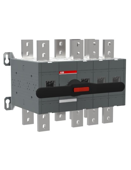 OT1600E13CP Przełącznik (I-0-II) 1600A 4P napęd z przodu z wałkiem i czarną rączką IP65 montaż na płycie montażowej zestaw