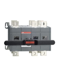 OT1250E12CP Przełącznik (I-0-II) 1250A 3P napęd z przodu z wałkiem i czarną rączką IP65 montaż na płycie montażowej zestaw