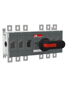 OT400E33P Rozłącznik izolacyjny 400A 6P napęd z przodu z wałkiem i czarną rączką IP65 montaż na płycie montażowej zestaw ś