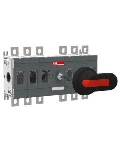 OT200E33P Rozłącznik izolacyjny 200A 6P napęd z przodu z wałkiem i czarną rączką IP65 montaż na płycie montażowej zestaw ś