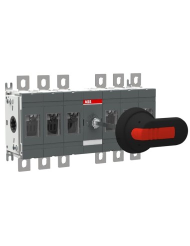 OT250E33P Rozłącznik izolacyjny 250A 6P napęd z przodu z wałkiem i czarną rączką IP65 montaż na płycie montażowej zestaw ś