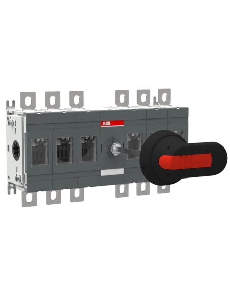 OT250E33P Rozłącznik izolacyjny 250A 6P napęd z przodu z wałkiem i czarną rączką IP65 montaż na płycie montażowej zestaw ś