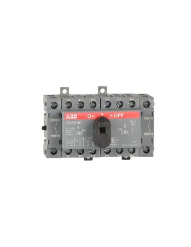 OT25F4C Przełącznik (I-0-II) 25A 4P napęd z przodu bez wałka i rączki osłona zacisków IP20 montaż na płycie lub szynie DIN