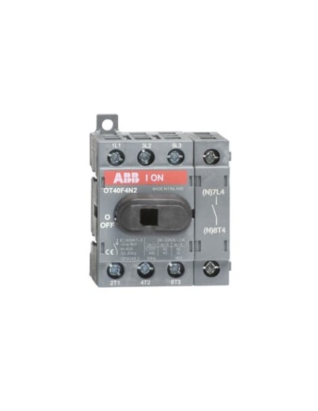 OT40F4N2 Rozłącznik 40A 4P napęd z przodu bez wałka i rączki osłona zacisków IP20 montaż na płycie lub szynie DIN