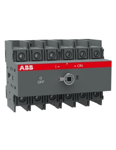 OT100F6 Rozłącznik 100A 6P napęd z przodu bez wałka i rączki osłona zacisków IP20 montaż na płycie lub szynie DIN