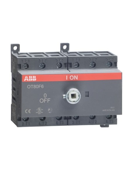 OT80F6 Rozłącznik 80A 6P napęd z przodu bez wałka i rączki osłona zacisków IP20 montaż na płycie lub szynie DIN