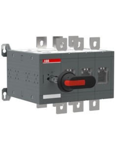 OT800E03CFP Przełącznik (I-0-II) 800A 3P przełączanie szybkie napęd z przodu z wałkiem i czarną rączką IP65 montaż na płyc