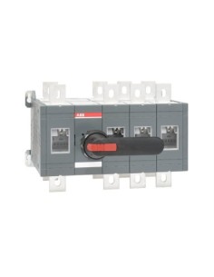 OT630E13CFP Przełącznik (I-0-II) 630A 4P przełączanie szybkie napęd z przodu z wałkiem i czarną rączką IP65 montaż na płyc