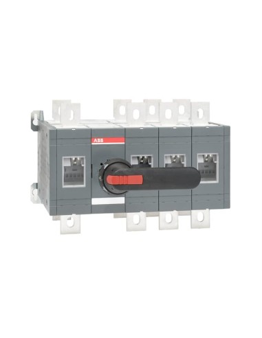 OT630E13CFP Przełącznik (I-0-II) 630A 4P przełączanie szybkie napęd z przodu z wałkiem i czarną rączką IP65 montaż na płyc