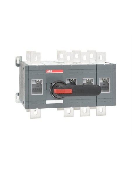 OT630E13CFP Przełącznik (I-0-II) 630A 4P przełączanie szybkie napęd z przodu z wałkiem i czarną rączką IP65 montaż na płyc