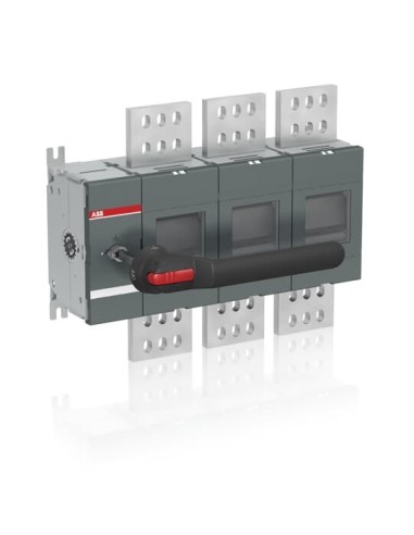 OT2000E03P Rozłącznik izolacyjny 2000A 3P napęd z przodu z wałkiem i czarną rączką IP65 montaż na płycie montażowej zestaw