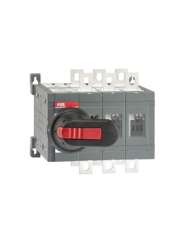 OT250E03CFP Przełącznik (I-0-II) 250A 3P przełączanie szybkie napęd z przodu z wałkiem i czarną rączką IP65 montaż na płyc