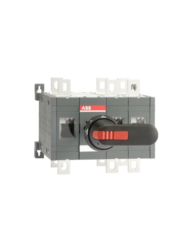 OT315E12CFP Przełącznik (I-0-II) 315A 3P przełączanie szybkie napęd z przodu z wałkiem i czarną rączką IP65 montaż na płyc