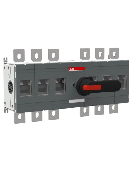 OT630E33P31 Rozłącznik izolacyjny 630A 6P napęd z przodu z wałkiem i czarną rączką IP65 montaż na płycie montażowej zestaw