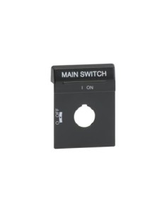 OPBS1EN1 Czarna tabliczka z opisem MAIN SWITCH do pokręteł typu OH2_