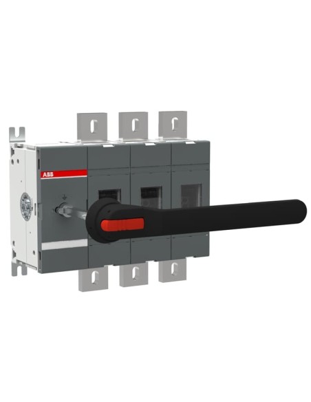 OT1250EP03P Rozłącznik izolacyjny uziemiający 1250A 3P napęd z przodu z wałkiem i czarną rączką IP65 montaż od spodu zesta