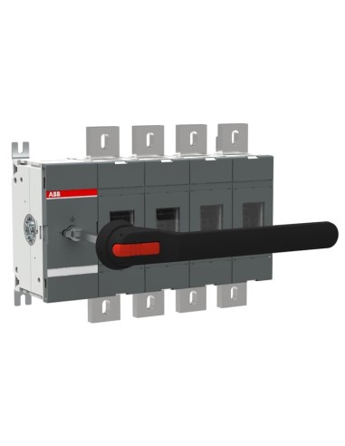 OT1250EP04P Rozłącznik izolacyjny uziemiający 1250A 4P napęd z przodu z wałkiem i czarną rączką IP65 montaż od spodu zesta