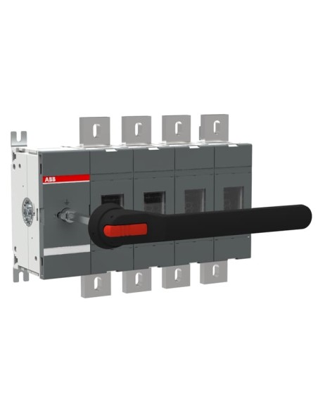 OT1250EP04P Rozłącznik izolacyjny uziemiający 1250A 4P napęd z przodu z wałkiem i czarną rączką IP65 montaż od spodu zesta